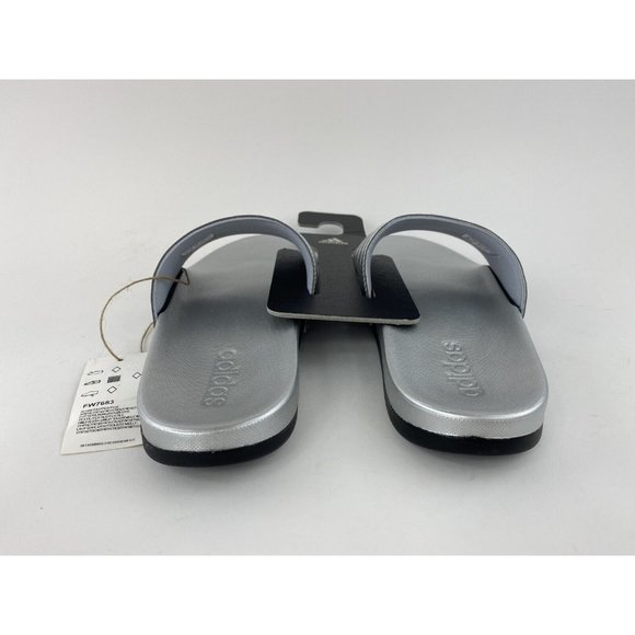 Adidas Adilette Comfort Chrome Silver Women's Slides Sandals Metallic Slide - Picture 5 of 10